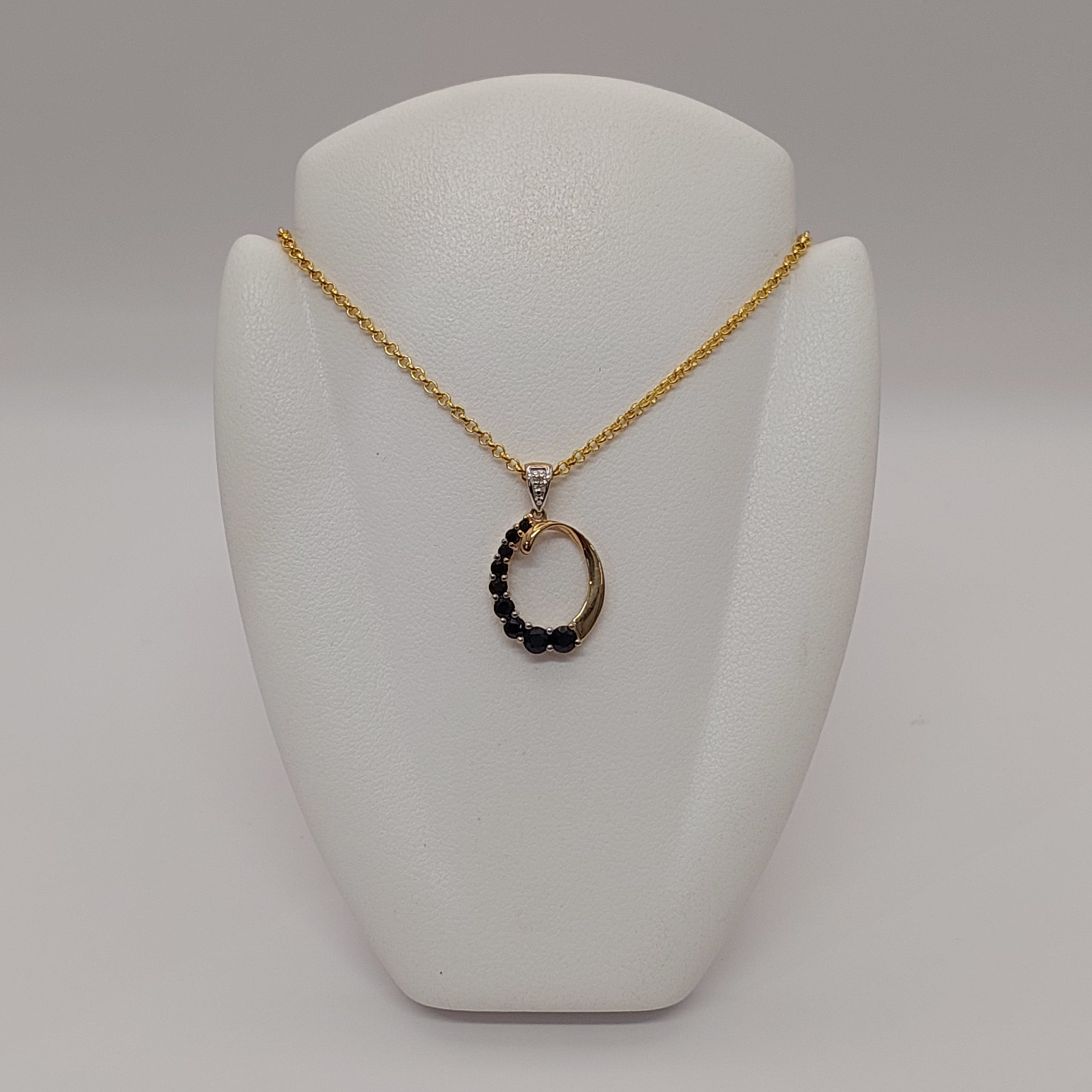 9 Carat Yellow Gold Sapphire and Diamond Pendant PC002/Y9/S/D