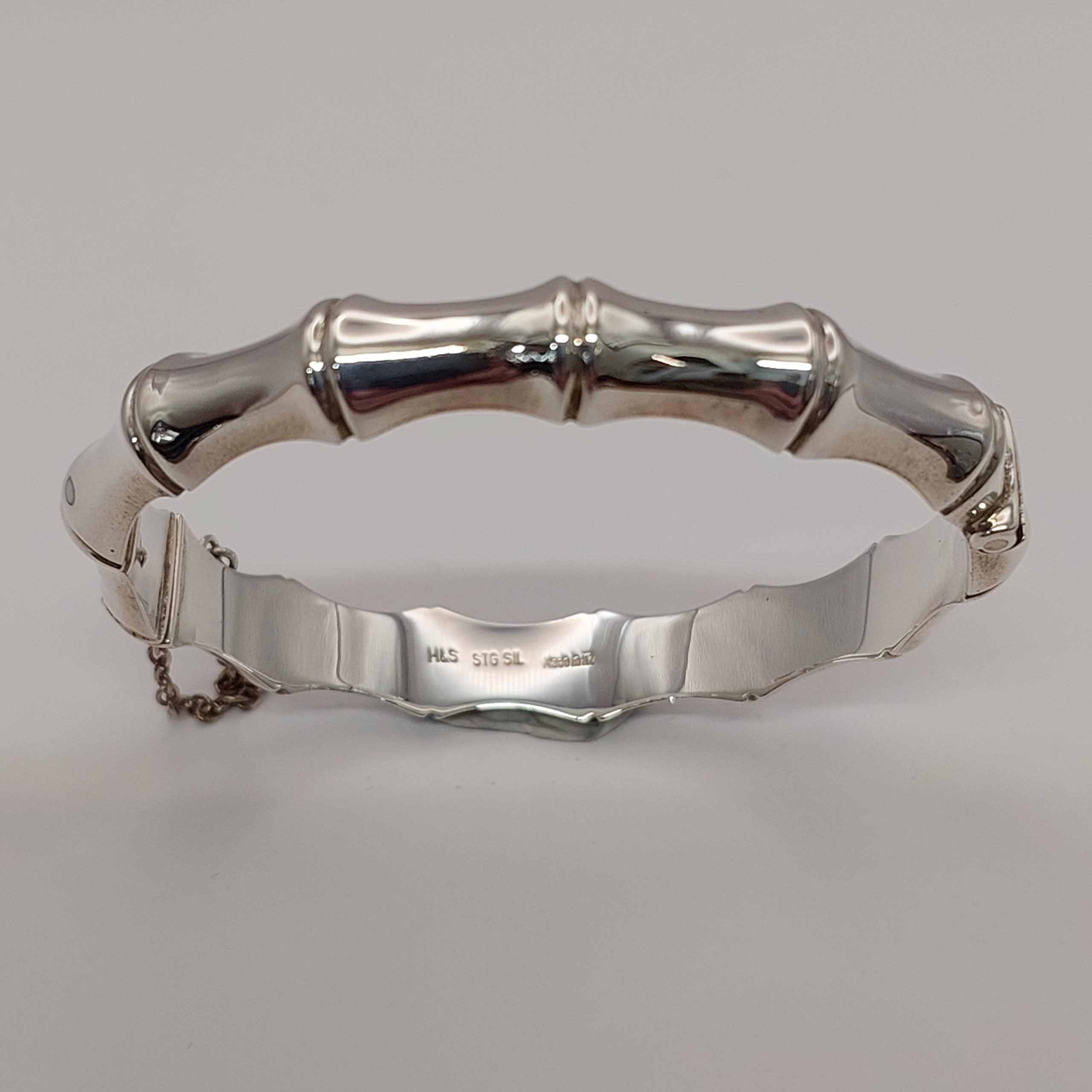 Sterling Silver Bamboo Style Snap Bangle SBB3PL