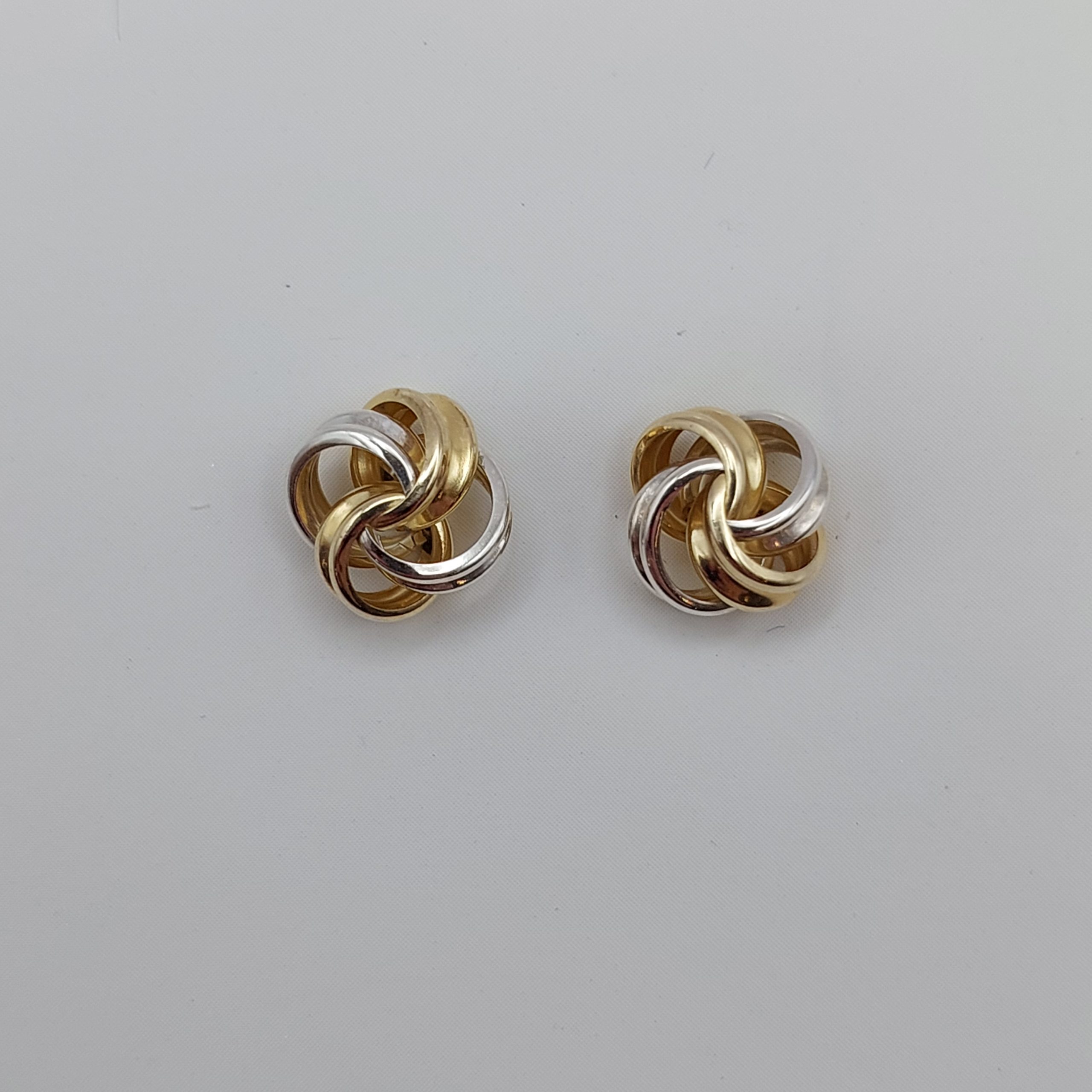 9 Carat Yellow Gold and Sterling Silver Knot Stud Earrings CAB19/Y9 S/NS