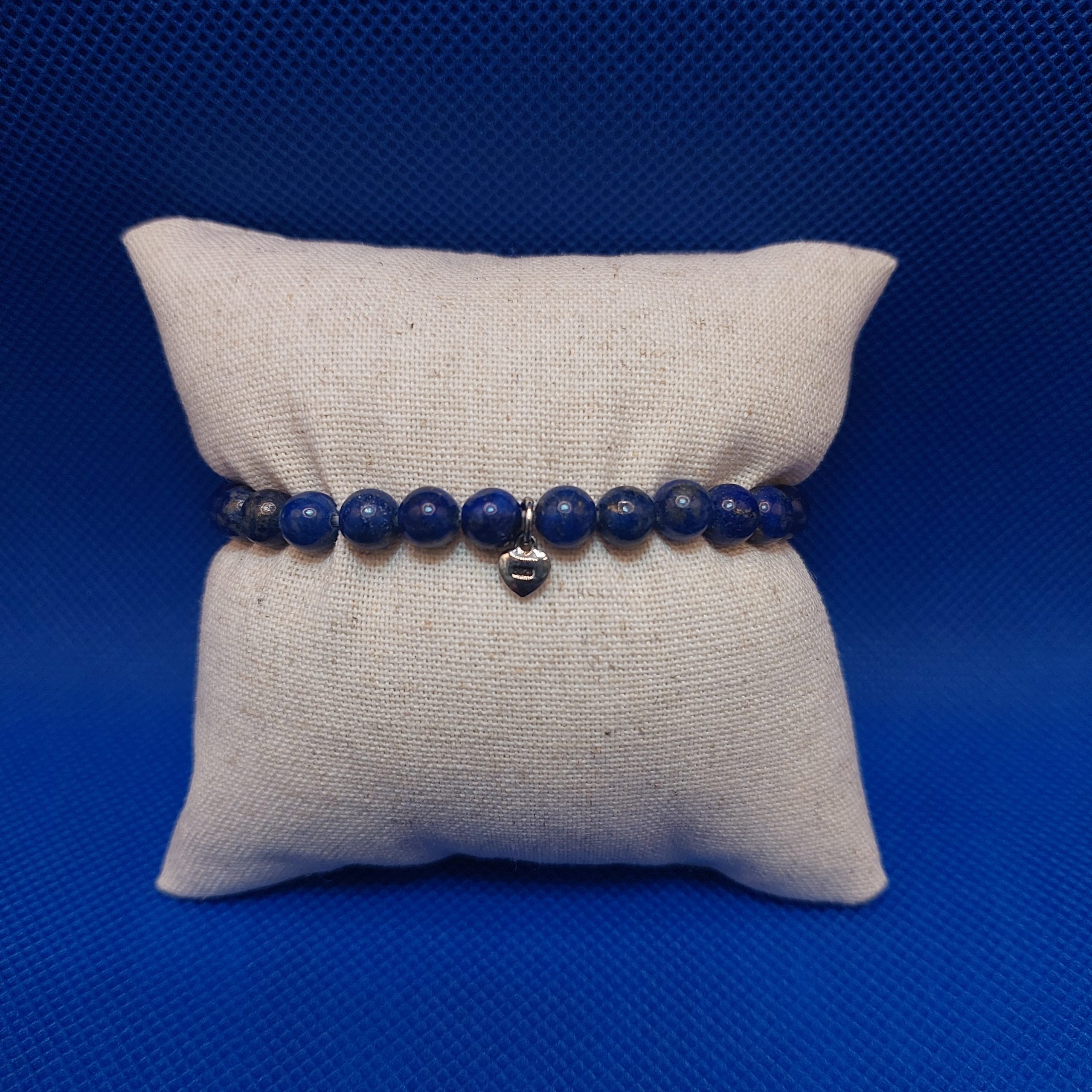 Lapis Bracelet with Small Heart Charm