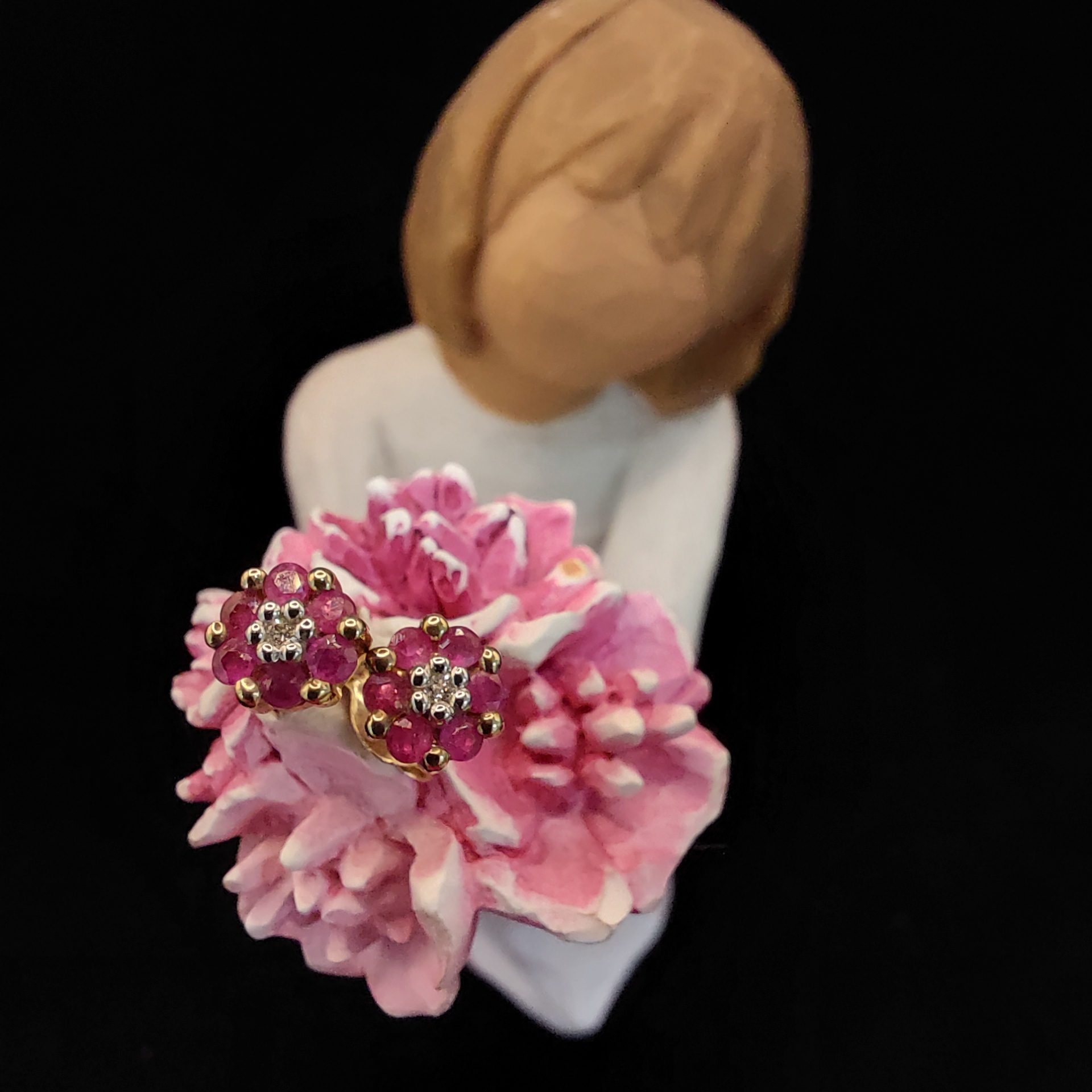 9ct Gold, Diamond and Ruby Earrings