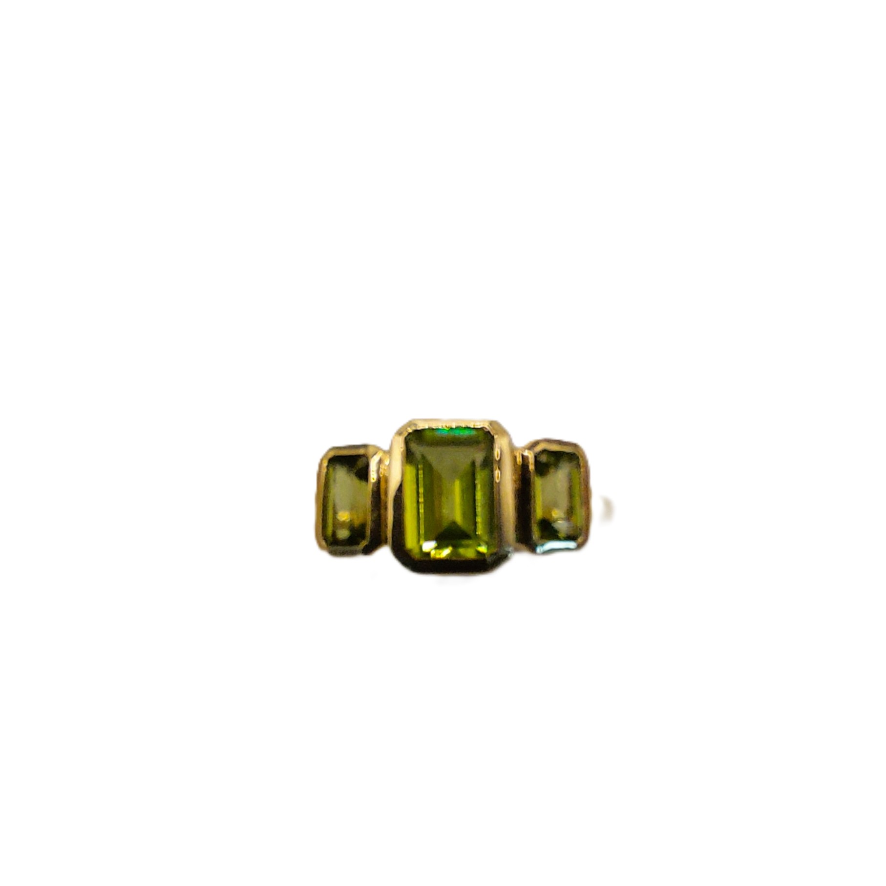 9ct Gold and Emerald Cut Peridot Ring